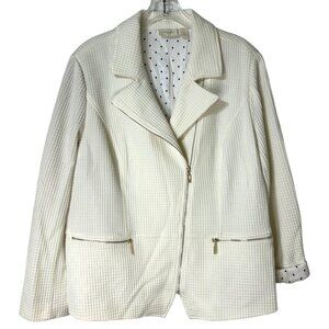 Chicos Textured Moto Jacket Polka‎ Dot Lining - Chico's Size 3 / Women's Size 16